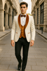 Marco Lorenzo Premium Paisley Burnt Orange Velvet 4pc Suit W/ Matching Bowtie 4 Oct-68  - from alligatorwarehouse.com