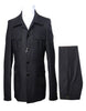 Men's Black Safari Suit with Textured Utility Jacket and Matching Trousers - Casual Walking Suit by Rossiman 4   - from alligatorwarehouse.com