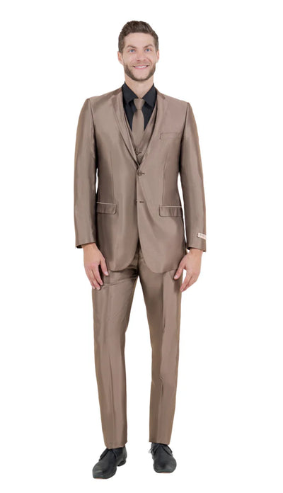 Men’s Sateen Shiny Metallic Mocca Taupe Gold Bronze 3-Piece Suit Set – Shiny Finish slim Fit Formal and Party Suit 11   - from alligatorwarehouse.com