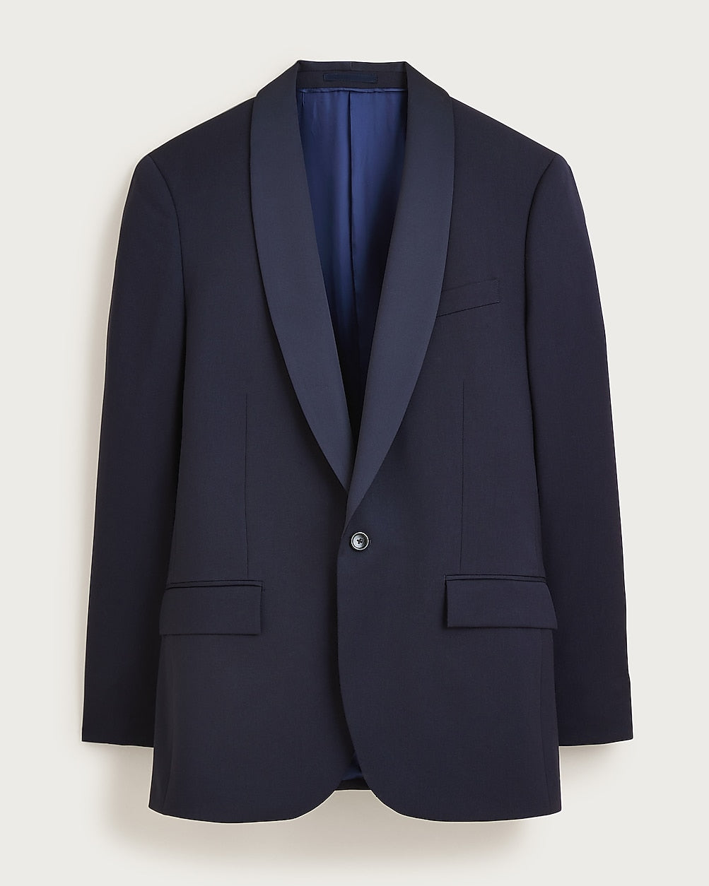 Men’s Navy James Bond Tuxedo Dinner Jacket – Satin Shawl Lapel Wedding, Prom and Black-Tie Blazer