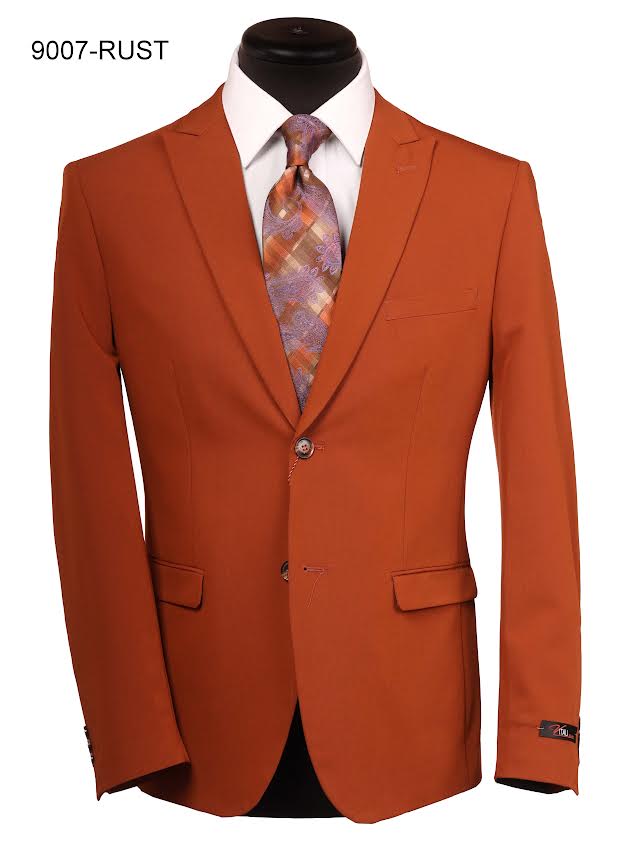 Men’s Rust Cowboy Western Blazer – Copper Brick  Color Two Button Sport Coat Peak Lapel Modern Fit