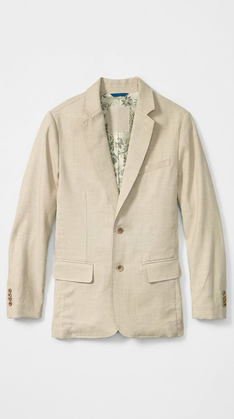 Men’s Khaki Linen Sport Coat – Lightweight Beige Blazer for Summer Weddings & Smart Casual Wear