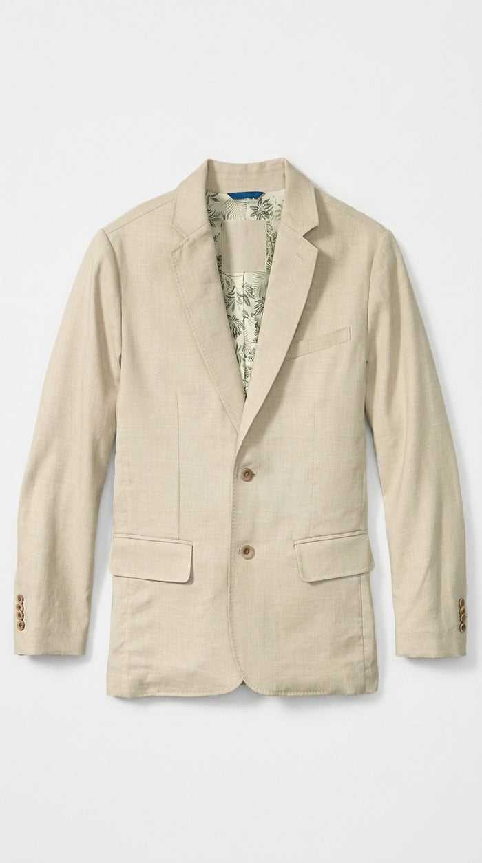 Men’s Khaki Linen Sport Coat – Lightweight Beige Blazer for Summer Weddings & Smart Casual Wear