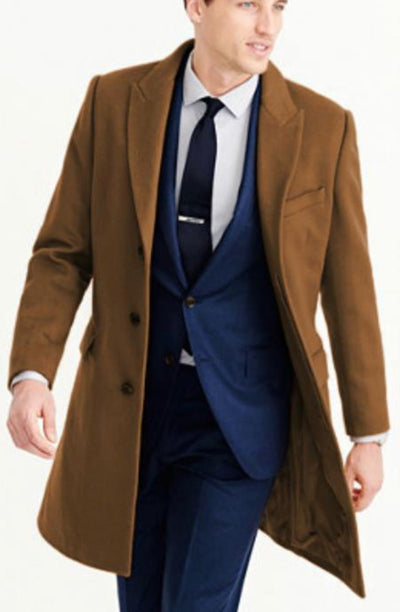 Men’s Camel Brown Wool Overcoat – Classic Long Dress Coat for Business and Casual Wear in Vecuna Color 8   - from alligatorwarehouse.com
