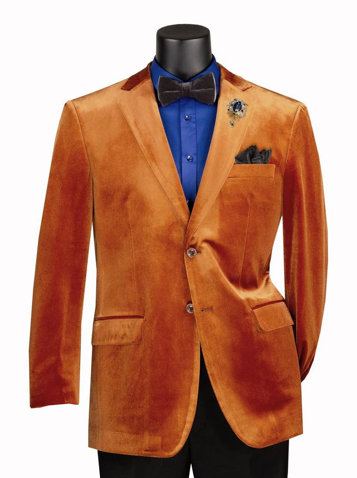 Men’s Burnt Orange Velvet Blazer – Kingsman Golden Bee Inspired Luxury Dinner Jacket