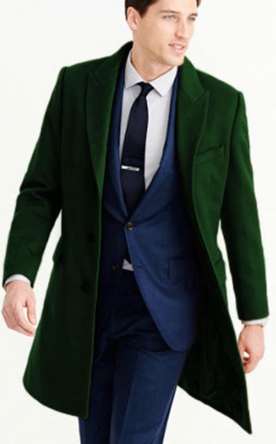 Mens Dark Green Wool Overcoat – Classic Long Coat for Formal and Casual Style 6   - from alligatorwarehouse.com