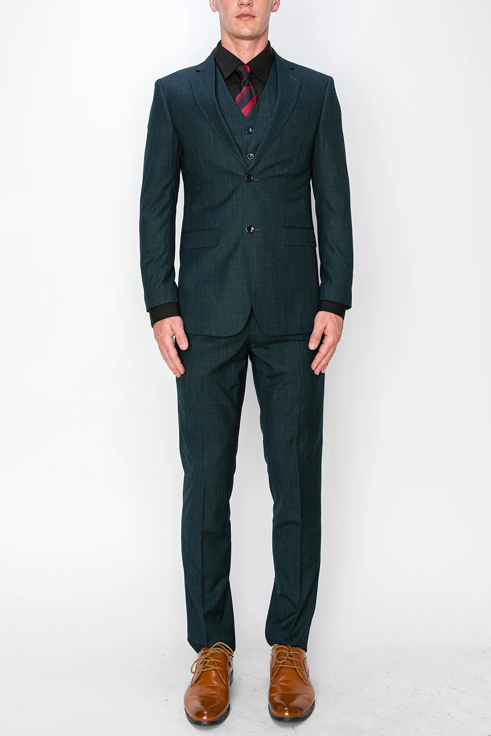 Men’s Teal Green 3 Piece Suit – Modern Two Button Suit with Matching Vest & Pants