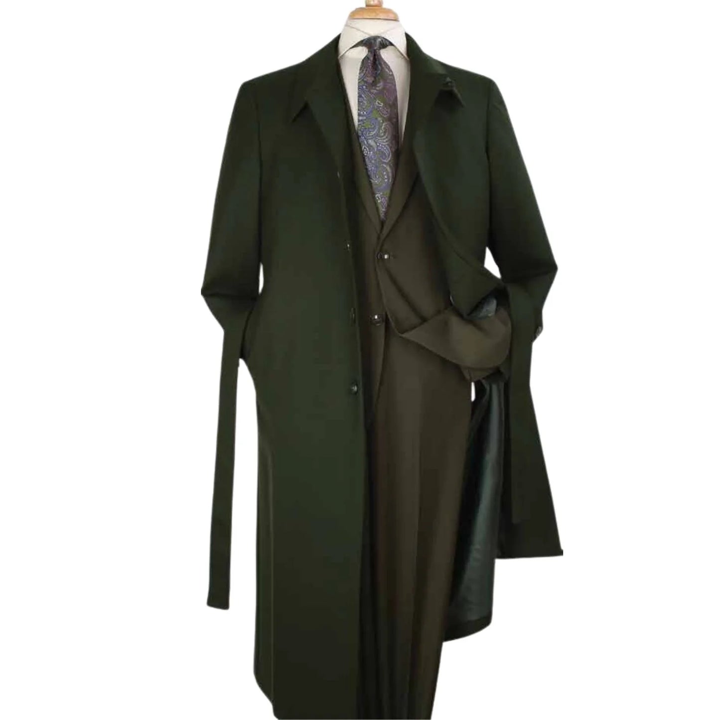 Men’s Blade Runner K Inspired Olive Green Wool Duster Coat – Long Vintage Sci-Fi Overcoat
