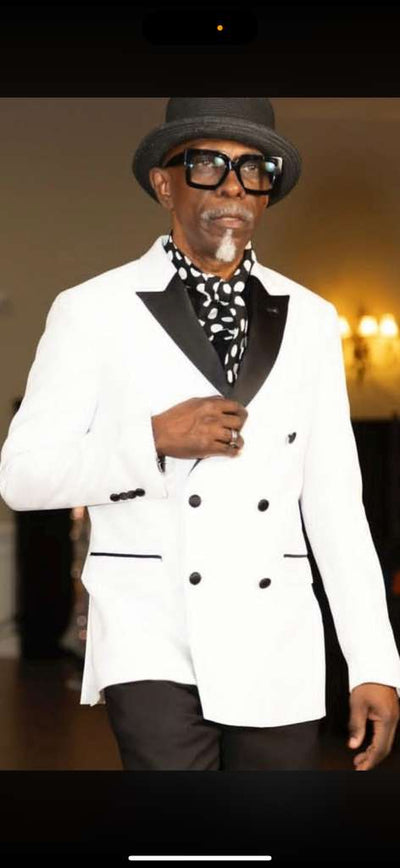Men’s White and Black Double-Breasted Tuxedo – Modern Slim Fit Formal Suit for Weddings, Parties, and Special Occasions 1   - from alligatorwarehouse.com