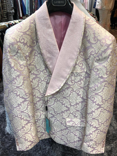 Men’s Lavender and Gold Tuxedo Embroidered Lilac Mauve Blazer – Designer Floral Pattern Wedding & Party Jacket 10   - from alligatorwarehouse.com