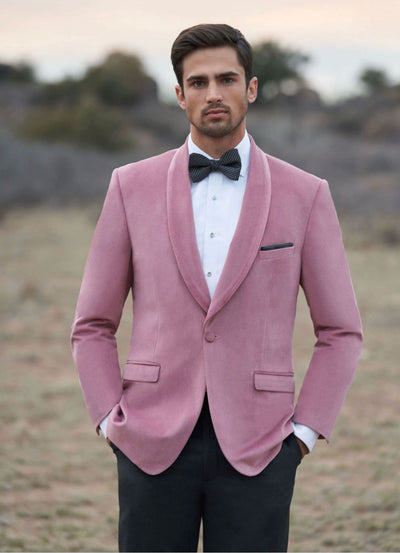 Mens Pink Velvet Tuxedo Dinner Jacket with Shawl Lapel – Slim Fit Blazer for Weddings, Prom in Rose Gold Color 6   - from alligatorwarehouse.com