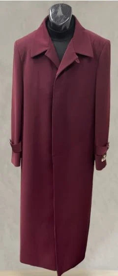 Men’s Full-Length Burgundy Overcoat – Microfiber 4 season fabric  Long Formal Coat with Classic Tailored Maxi Duster Coat 10   - from alligatorwarehouse.com