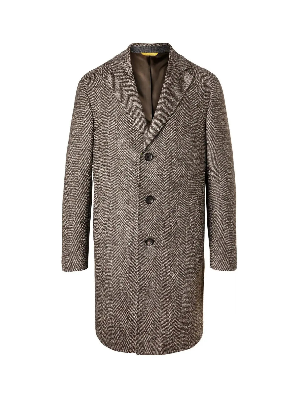 Men’s Black & Grey  Herringbone Tweed Wool Blend Overcoat – Classic Single-Breasted Winter Blazer Carcoat