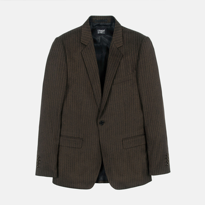 Men’s Vintage Dark Brown Pinstripe Blazer – Classic Retro Sport Coat Outfit