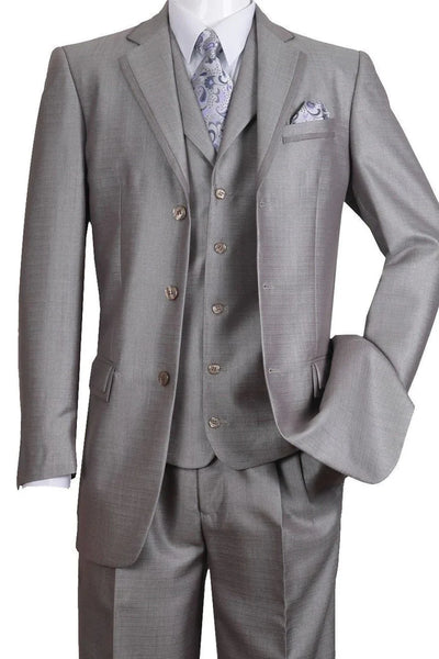 Men’s Light Gray 3-Piece Modern Fit Suit with Vest – Classic Formal Business and Wedding Attire 6   - from alligatorwarehouse.com