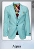 Men’s Aqua Blazer – Slim Fit One Button Suit Jacket with Stylish Floral Inner Lining - Light Turquoise 7   - from alligatorwarehouse.com