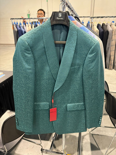 Men’s Teal Green Floral Jacquard Blazer – Slim Fit Tuxedo Jacket for Weddings, Proms, and Parties 8   - from alligatorwarehouse.com