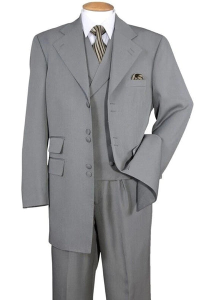 Mens Zoot Suit - Light Gray 3-Piece Suit with Vest – Classic Business and Wedding Formal Wear - 1920s Fashion 7   - from alligatorwarehouse.com