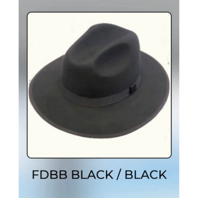 Men’s Black Wide Brim Fedora Hat – Classic Wool Felt Dress Hat with Matching Black Band 7   - from alligatorwarehouse.com