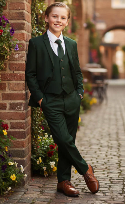 Dad & Son Matching Dark Green 3-Piece Suits – Father and Son Wedding Formal Suits