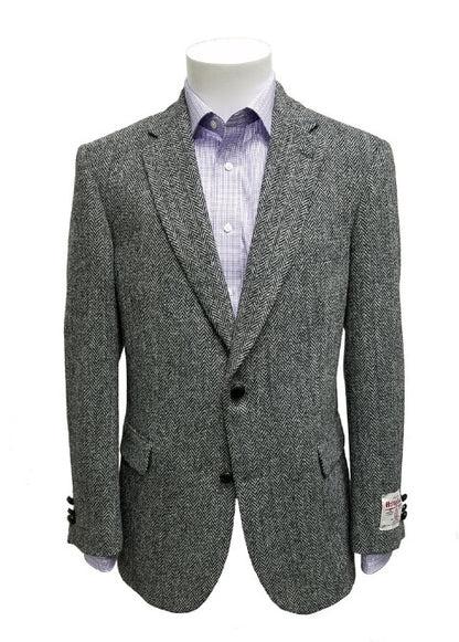 Men’s Grey Harris Tweed Blazer Jacket, Classic Herringbone Wool Sport Coat for Business Casual