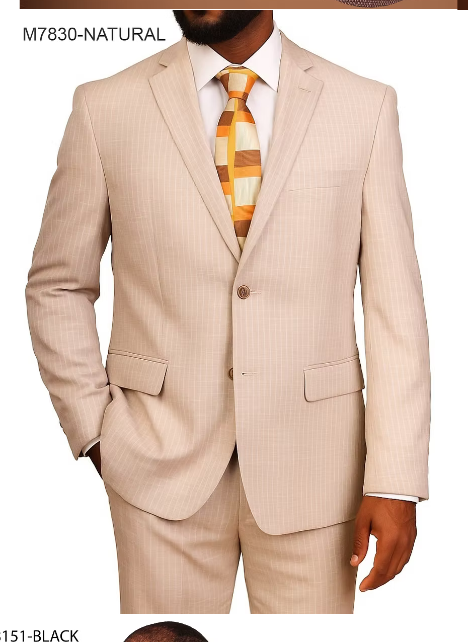 Vitali Men’s Natural Beige Pinstripe Suit – Summer Tan Pinstripe  Weddings and Business Wear