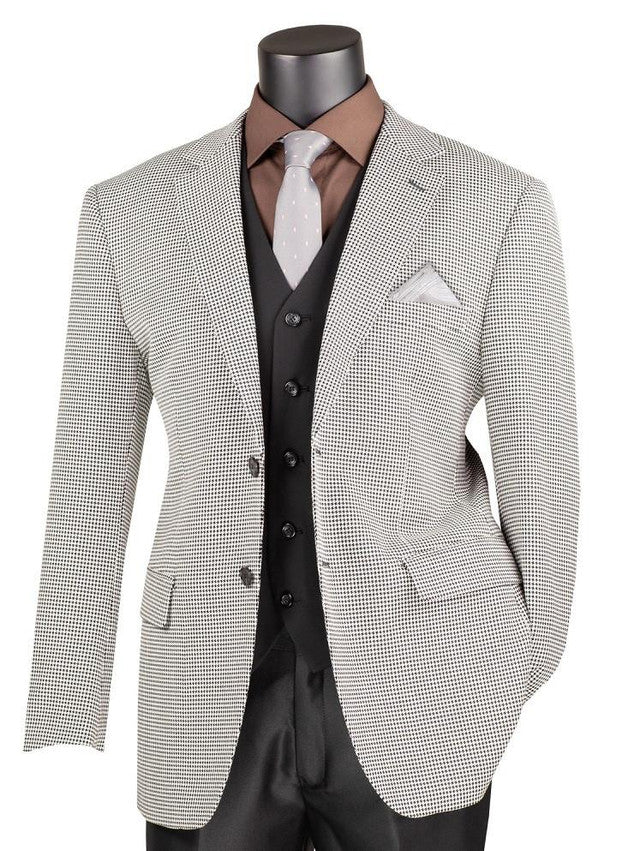 Men’s Black and White Houndstooth Blazer Jacket, Classic Formal Sport Coat for Business, Wedding and Dress Wear