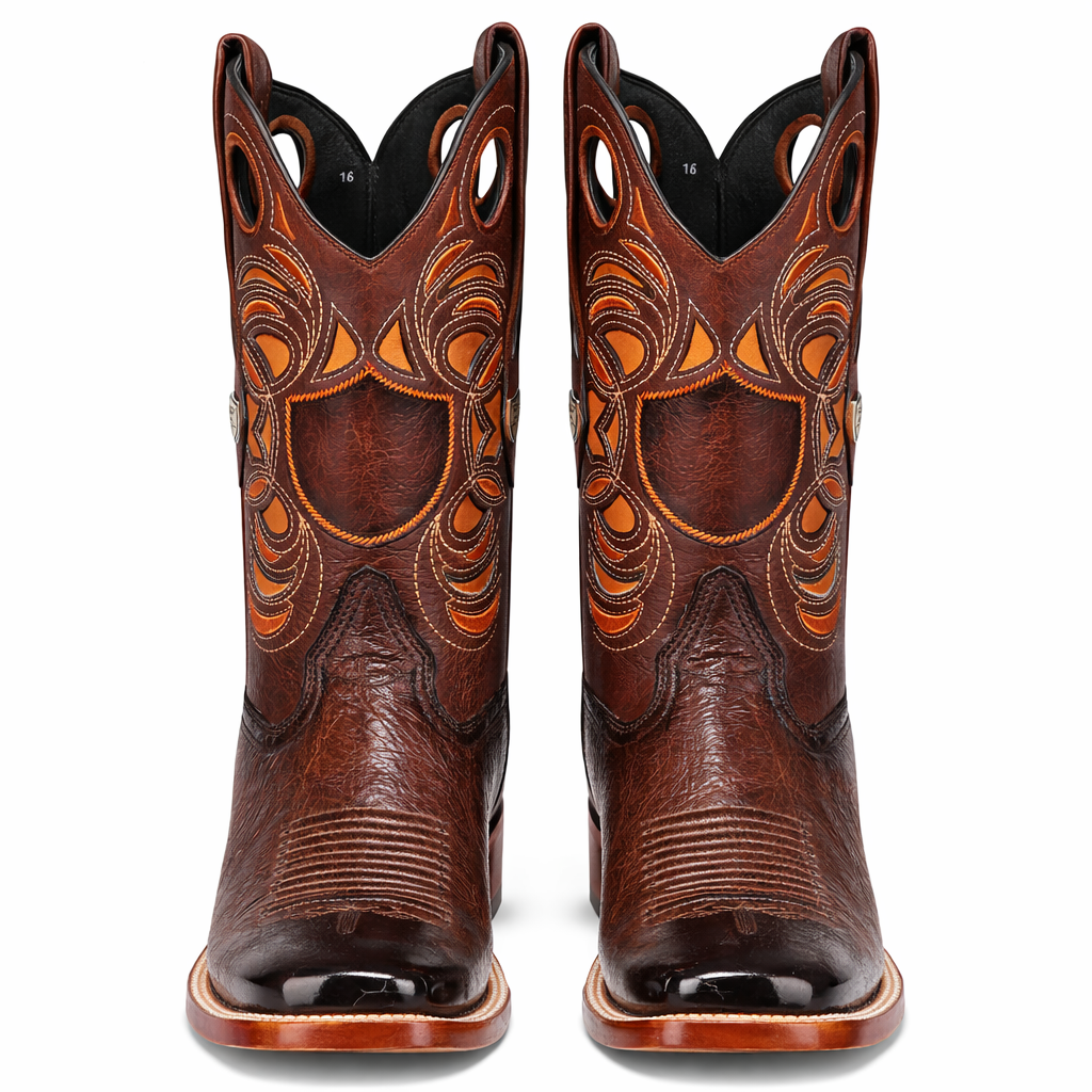 Smooth Ostrich Rodeo Toe Western Boots