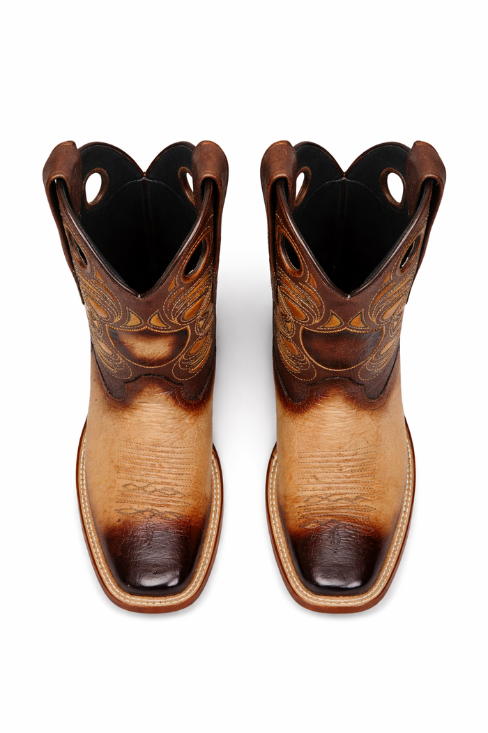 Smooth Ostrich Rodeo Toe Western Boots