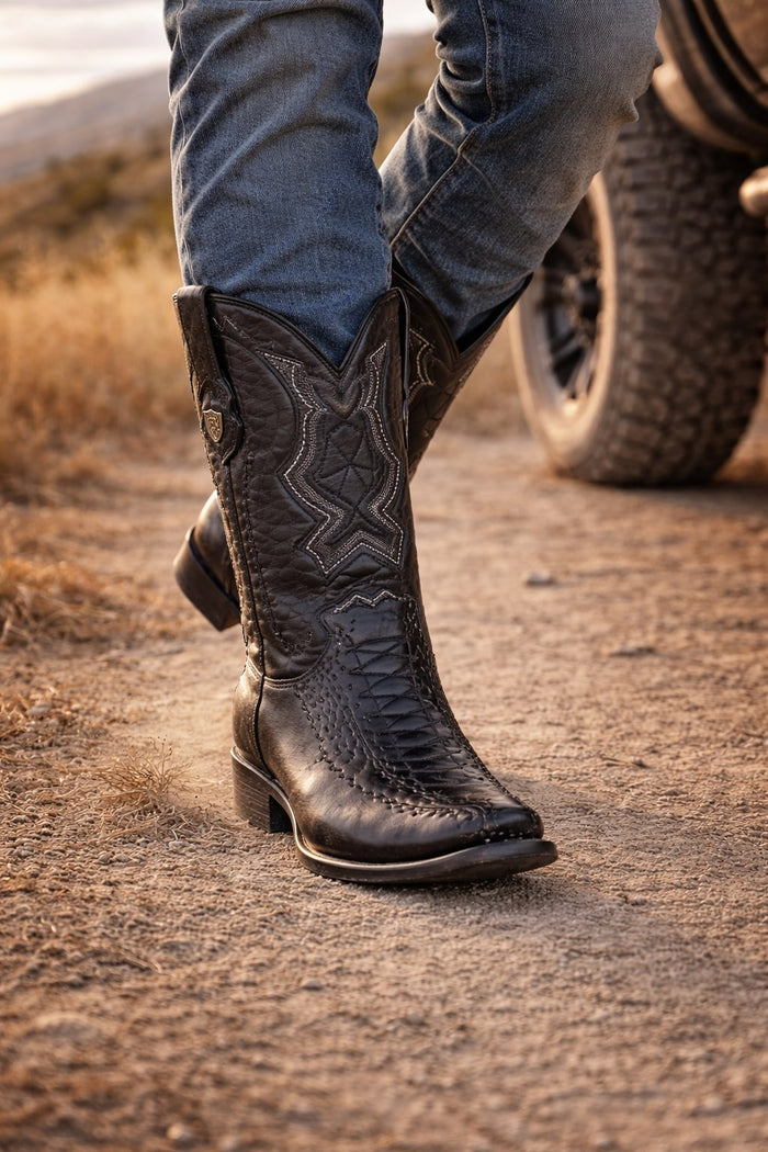 Men's Wild West Ostrich Leg with Deer Dubai Toe Boots 279F05