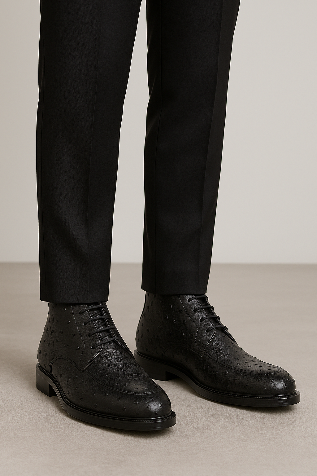Los Altos Black Ostrich Quill Dress Ankle Boots