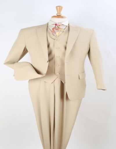 Mens Two Button Pleated Pant Classic Fit Vested Suit in Tan 1 49-9923  - from alligatorwarehouse.com