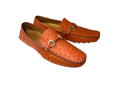 P014091 Palm Beach Genuine Ostrich Driver- Sport Rust