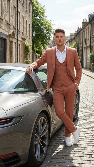 peach 3 piece suit for men