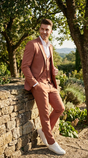 peach 3 piece suit for men