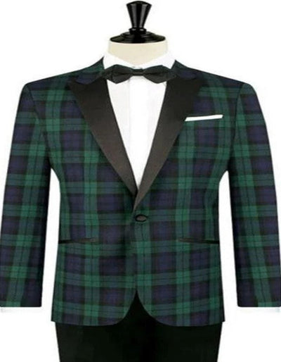 Big and Tall Holiday Jackets - Christmas Tartan Plaid Sport Jacket For Big Man in Color Green and Blue Tartan Scottish Pattern 1   - from alligatorwarehouse.com