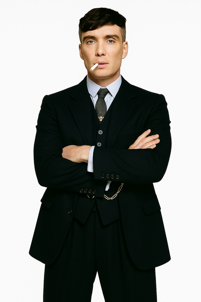Mens Costume Thomas Shelby Vested Suit & Overcoat