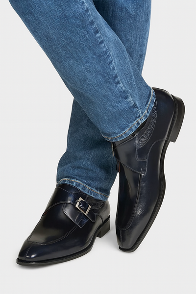 Pego Monk Strap  Blue By Mezlan Made In Spain Brand 7   - from alligatorwarehouse.com