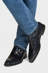 Pego Monk Strap  Blue By Mezlan Made In Spain Brand