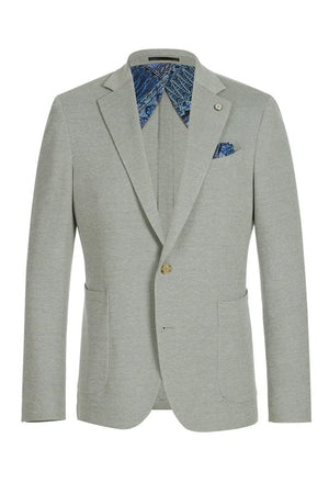 "Pelago Men's Slim-Fit Cotton Blazer - Light Grey" - Elegant Mensattire