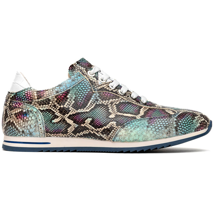 Zelli Peri Python Embossed Calfskin Sneakers in Marine Blue