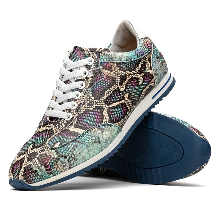 Zelli Peri Python Embossed Calfskin Sneakers in Marine Blue