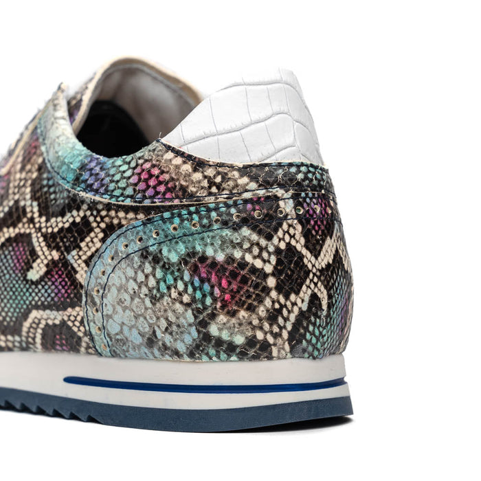 Zelli Peri Python Embossed Calfskin Sneakers in Marine Blue