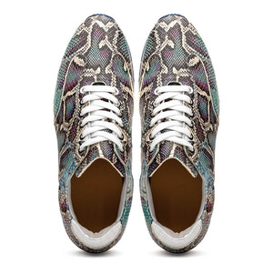 Zelli Peri Python Embossed Calfskin Sneakers in Marine Blue