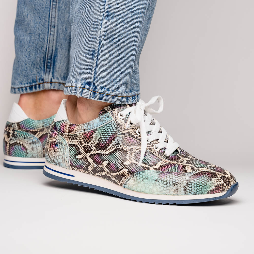 Zelli Peri Python Embossed Calfskin Sneakers in Marine Blue