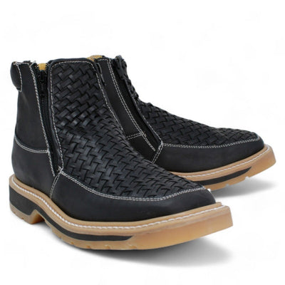 Petatillo Square Toe Double Density Work Boots Black with Double Zipper 1   - from alligatorwarehouse.com