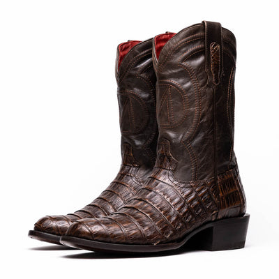 Marco Di Milano Phoenix Aged Brown Caiman Crocodile Round Toe Cowboy Boots 3   - from alligatorwarehouse.com