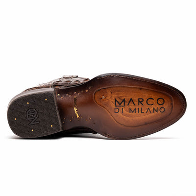 Marco Di Milano Phoenix Aged Brown Caiman Crocodile Round Toe Cowboy Boots 5   - from alligatorwarehouse.com