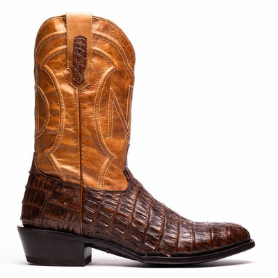 Marco Di Milano Phoenix Aged Maple Caiman Crocodile Round Toe Cowboy Boots 2   - from alligatorwarehouse.com