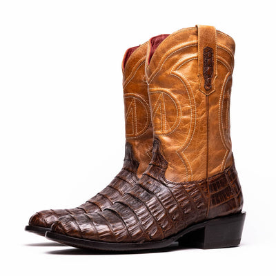 Marco Di Milano Phoenix Aged Maple Caiman Crocodile Round Toe Cowboy Boots 3   - from alligatorwarehouse.com
